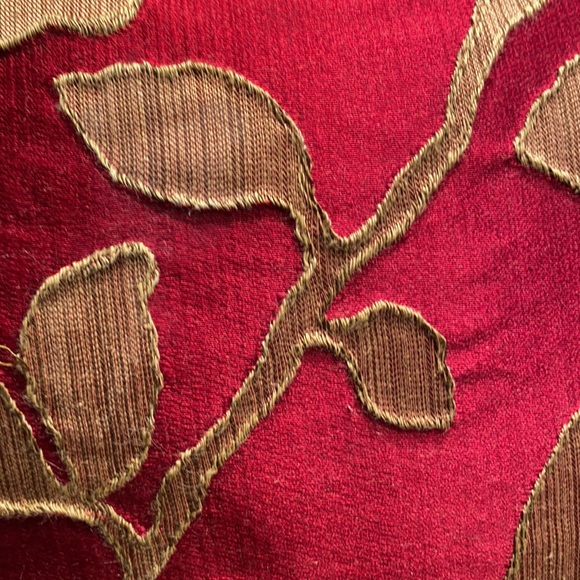 Rich red n gold silk feather down accent pillows - Picture 2 of 7